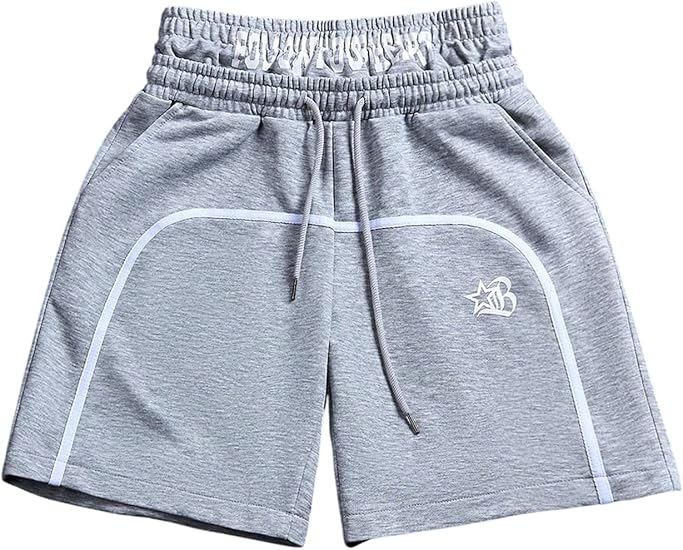 VIPWOLF Men's Y2K Shorts Graphic Baggy Track Shorts Casual Straight Leg Workout Gym Jogger Sport Drippy Streetwear