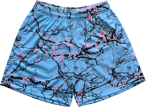 Mens Mesh Graphic Print Shorts Fashion Designer Workout Shorts Retro Casual Cool Streetwear Short Pants
