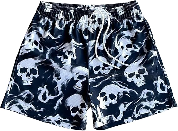 Men's Basketball Shorts Casual Workout Athletic Shorts Mesh Flame Graphic Print Running Short Pants